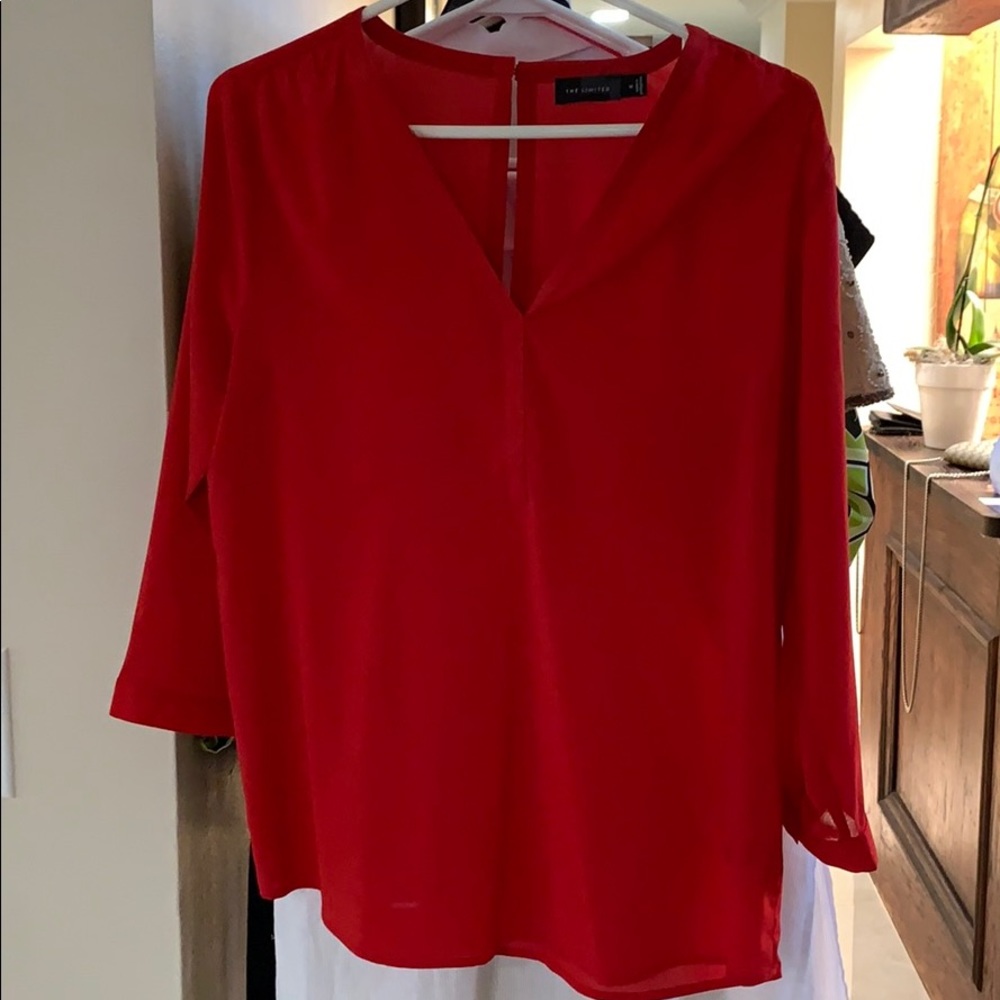 Red v neck blouse